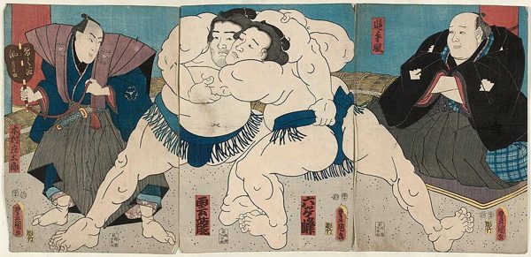 Lutadores de sumō, por Utagawa Kunisada (1854).