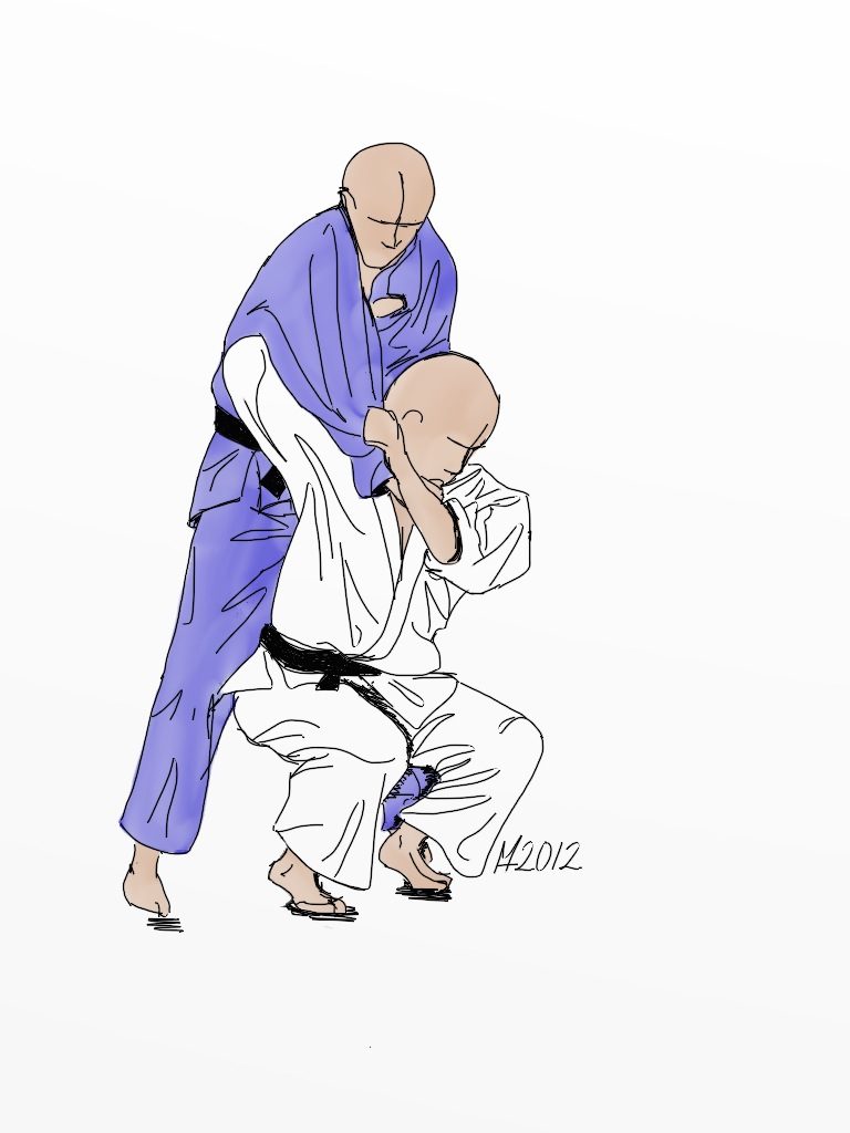 Morote-seoi-nage: as duas mãos agarram o judogi.