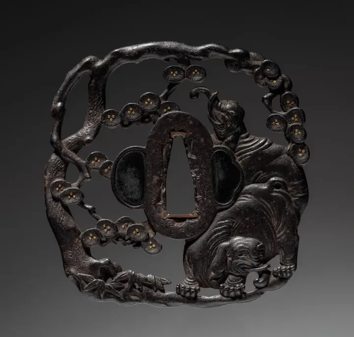Sword Guard (Tsuba) with Elephant in Pine