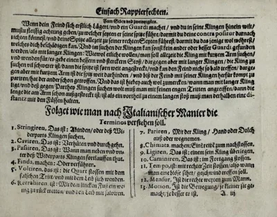 Neu künstlich Fechtbuch (rapier)